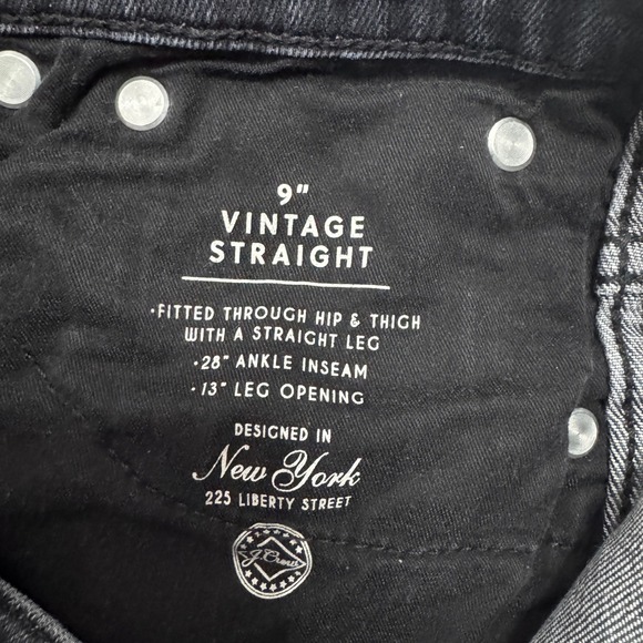 J. Crew 9" Mid Rise Vintage Straight Jeans Dark Gray Rinse Wash Size 28 - Picture 4 of 7